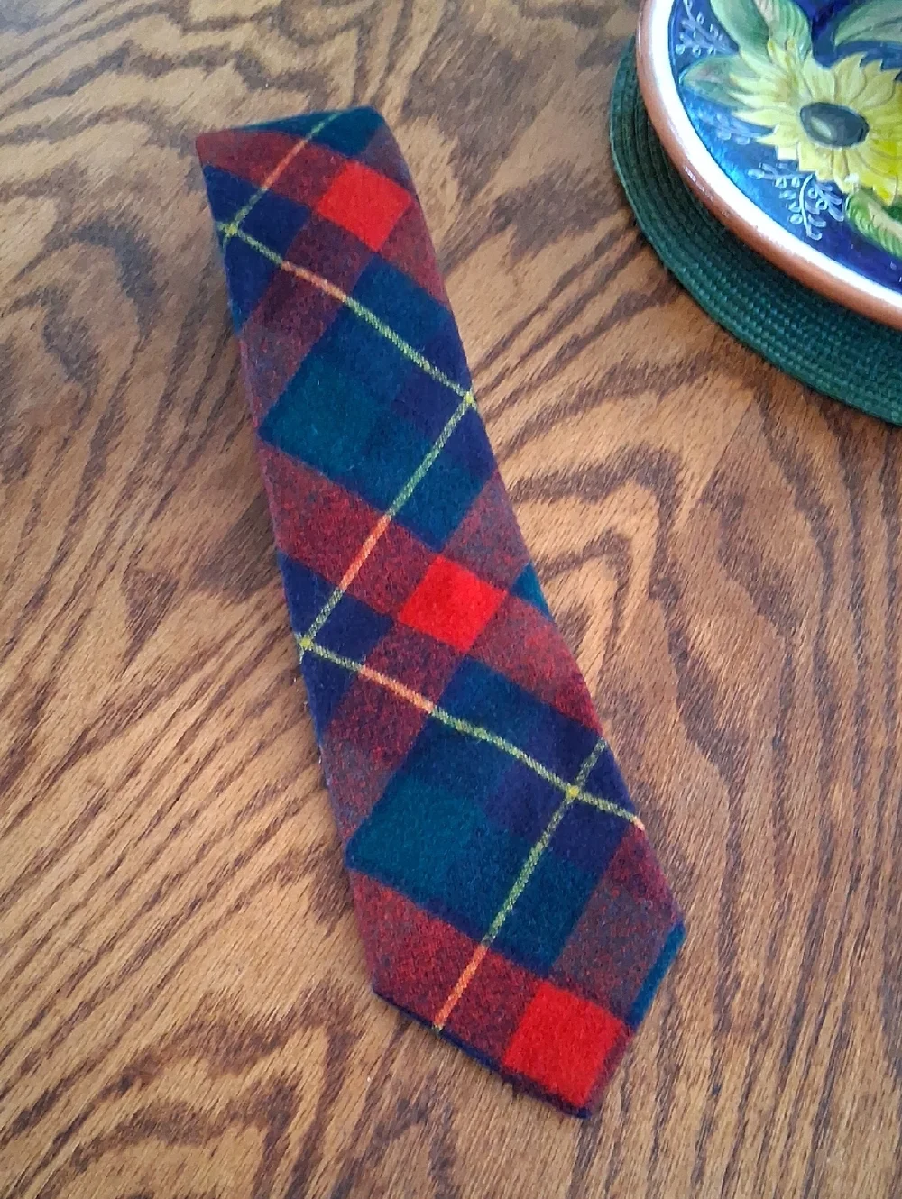Vintage Pendleton Wool Classic Tartan Red Navy Yellow Plaid Neck Tie